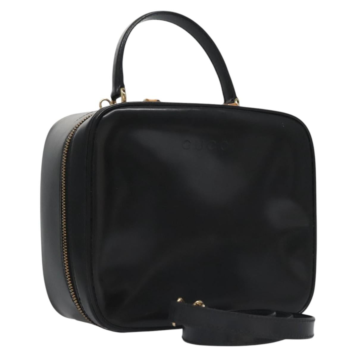 GUCCI Vanity Bamboo Pouch Enamel 2way Black 000 2040 0323 Auth ep7648