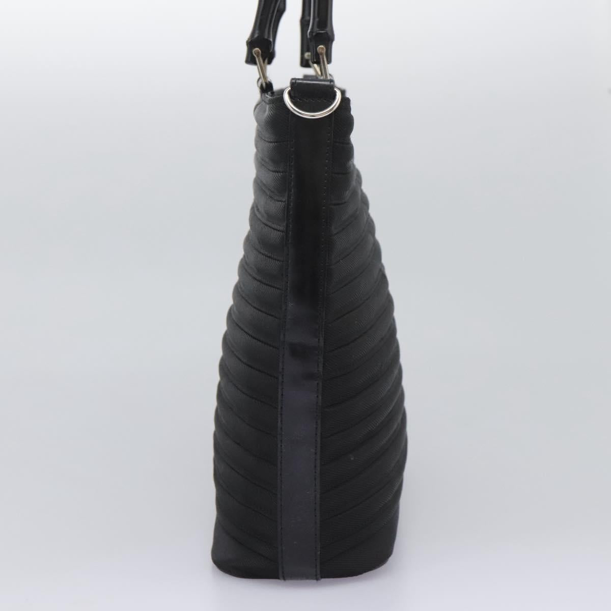 GUCCI Bamboo Hand Bag Canvas 2way Black 000 1705 0588 Auth ep7659