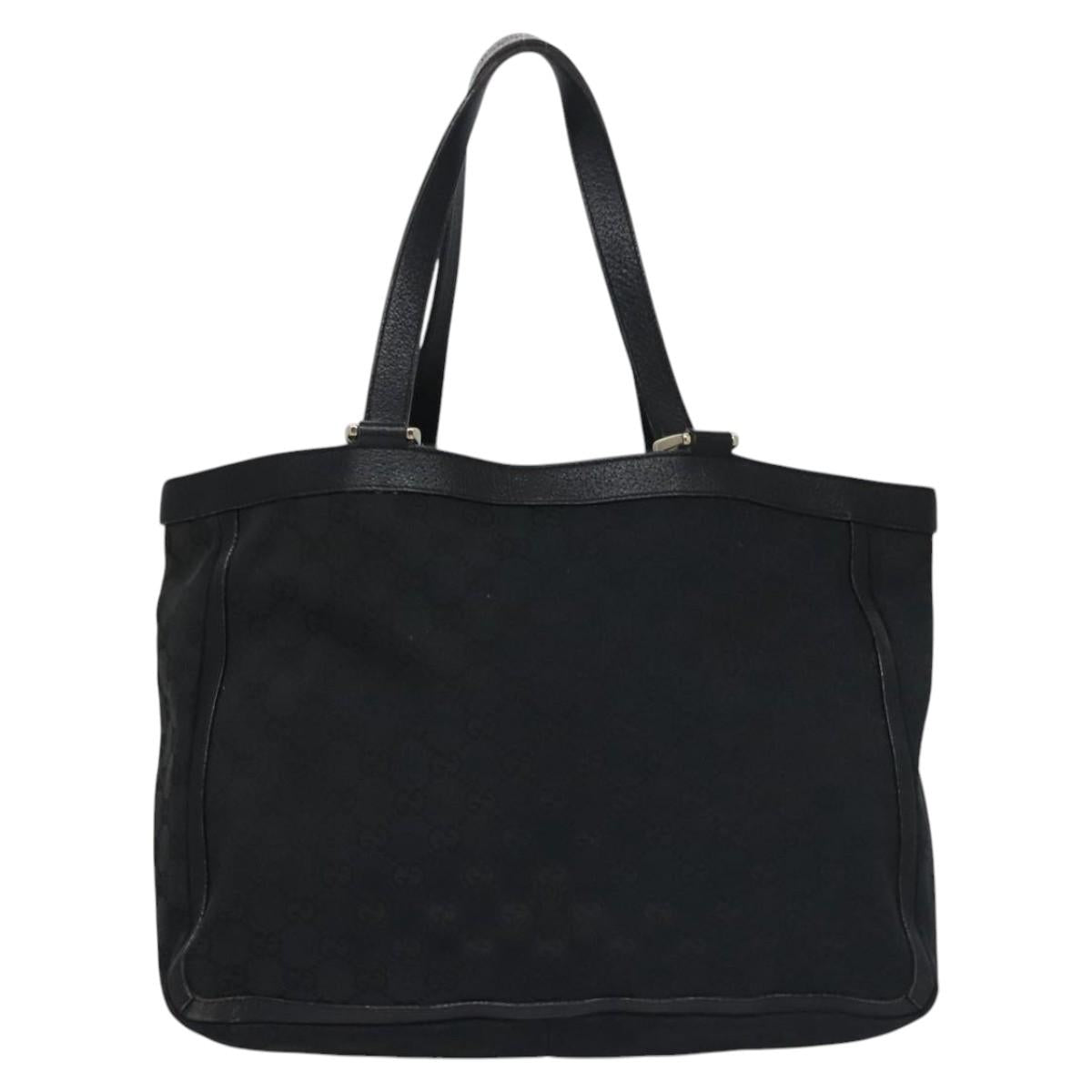 GUCCI GG Canvas Tote Bag Black Gold 146247 Auth ep7662