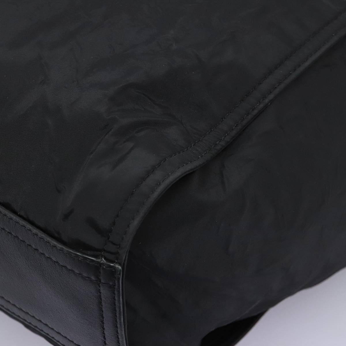 BURBERRY Nova Check Tote Bag Nylon Black Silver Auth ep7664