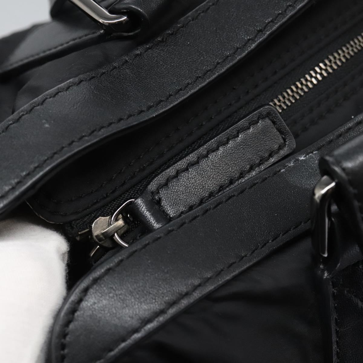 BURBERRY Nova Check Tote Bag Nylon Black Silver Auth ep7664