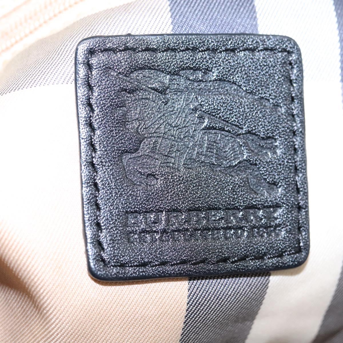 BURBERRY Nova Check Tote Bag Nylon Black Silver Auth ep7664