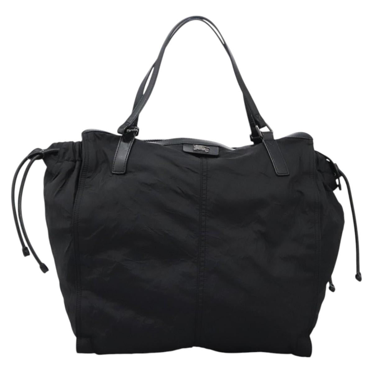 BURBERRY Nova Check Tote Bag Nylon Black Silver Auth ep7664