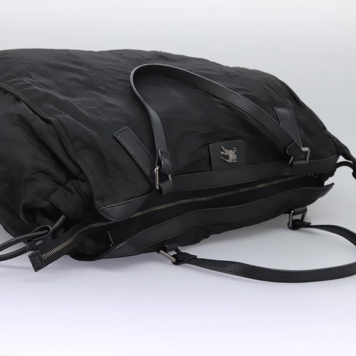 BURBERRY Nova Check Tote Bag Nylon Black Silver Auth ep7664