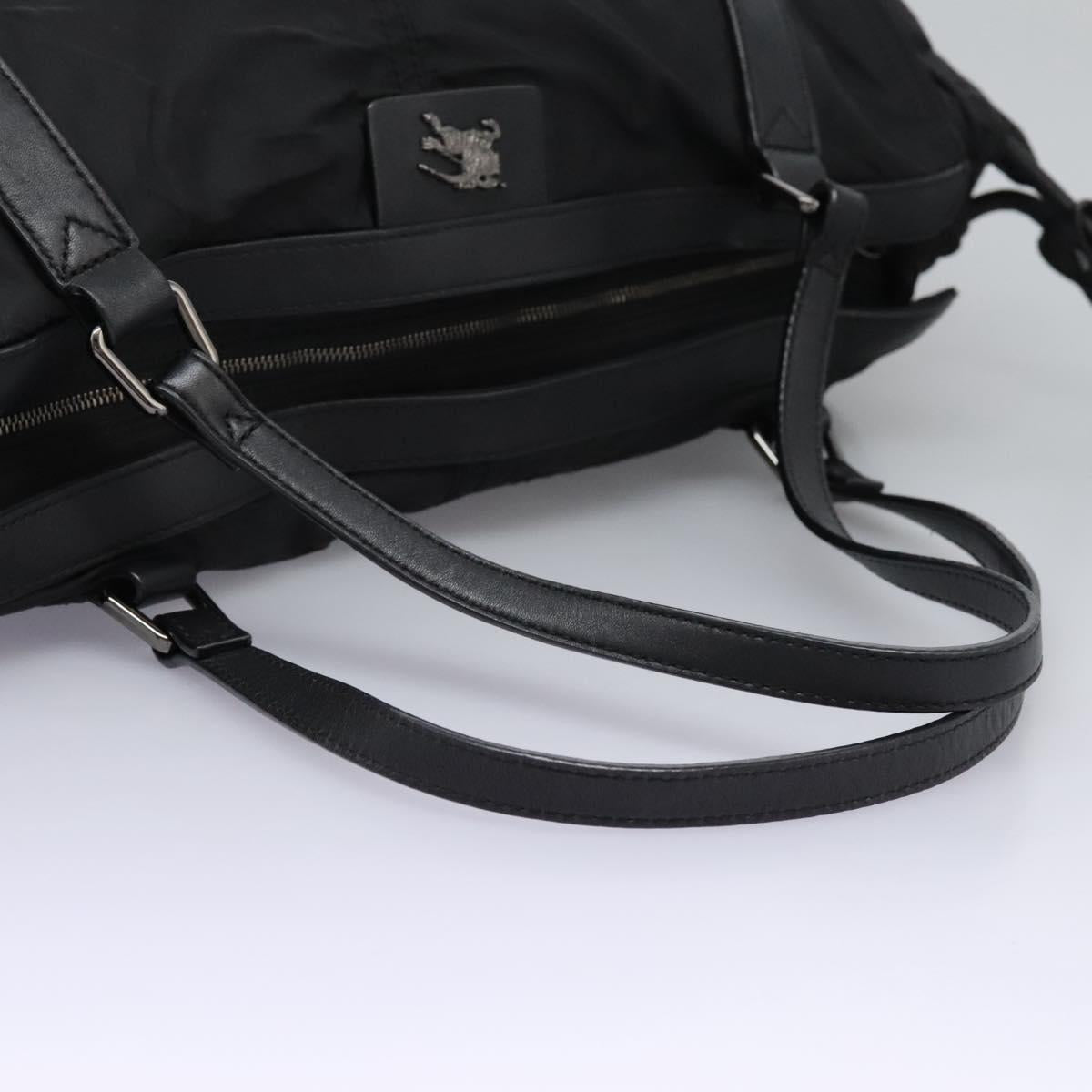 BURBERRY Nova Check Tote Bag Nylon Black Silver Auth ep7664