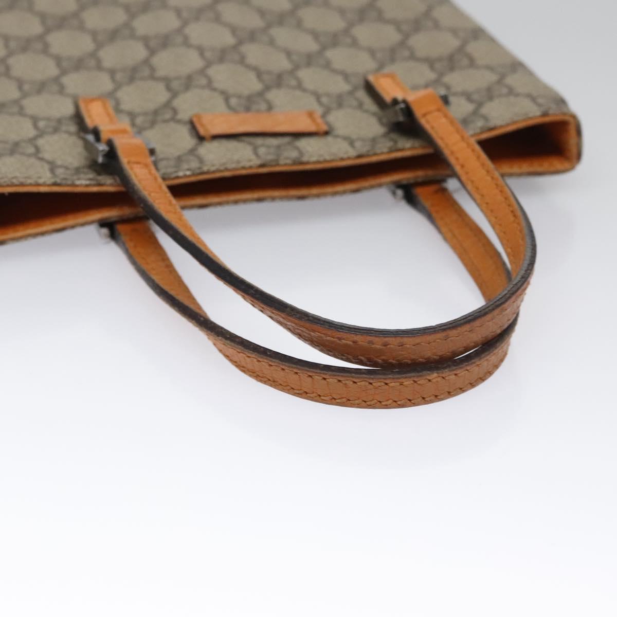 GUCCI GG Supreme Hand Bag PVC Leather Beige Silver 114600 Auth ep7666