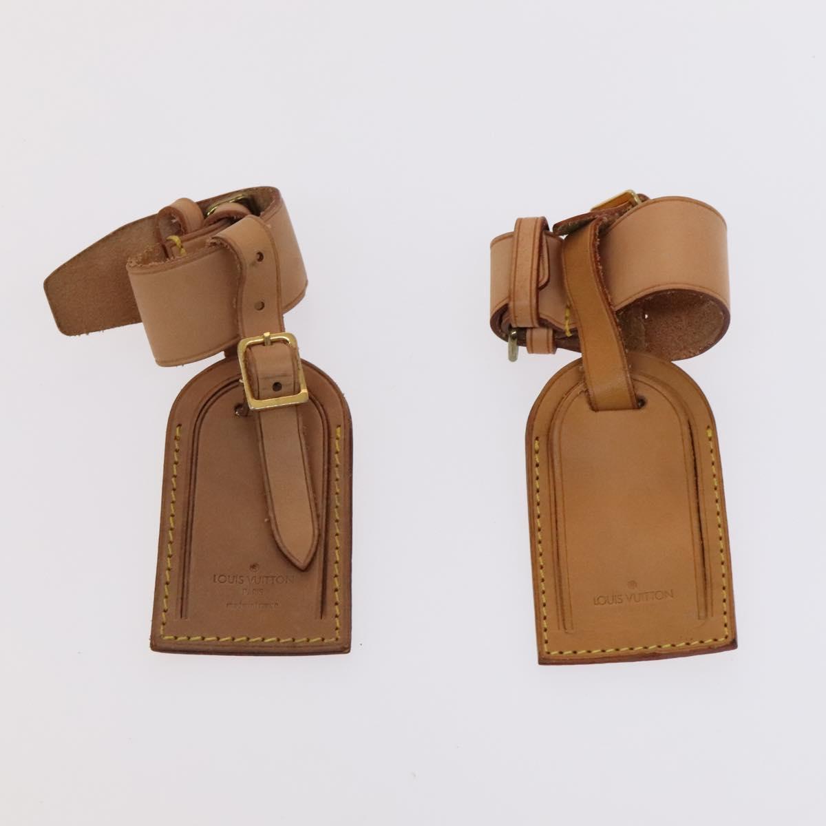 LOUIS VUITTON Name Tag Powanie Epi Shoulder Strap Leather 4Set Beige Auth ep7688
