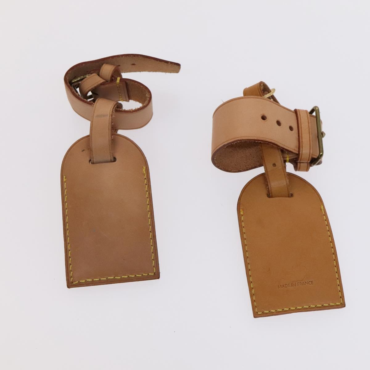 LOUIS VUITTON Name Tag Powanie Epi Shoulder Strap Leather 4Set Beige Auth ep7688