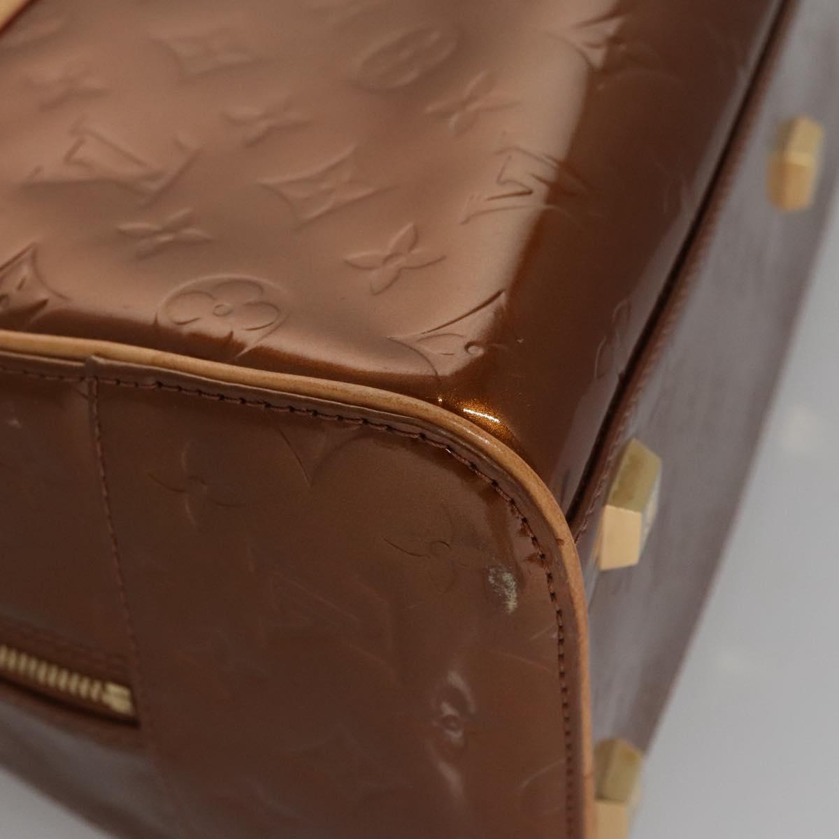 LOUIS VUITTON Monogram Vernis Tompkins Square Hand Bag Bronze M91103 Auth ep7700