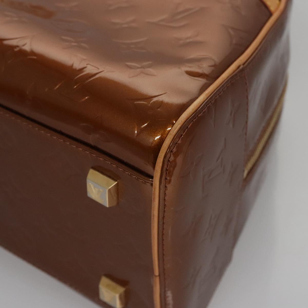 LOUIS VUITTON Monogram Vernis Tompkins Square Hand Bag Bronze M91103 Auth ep7700