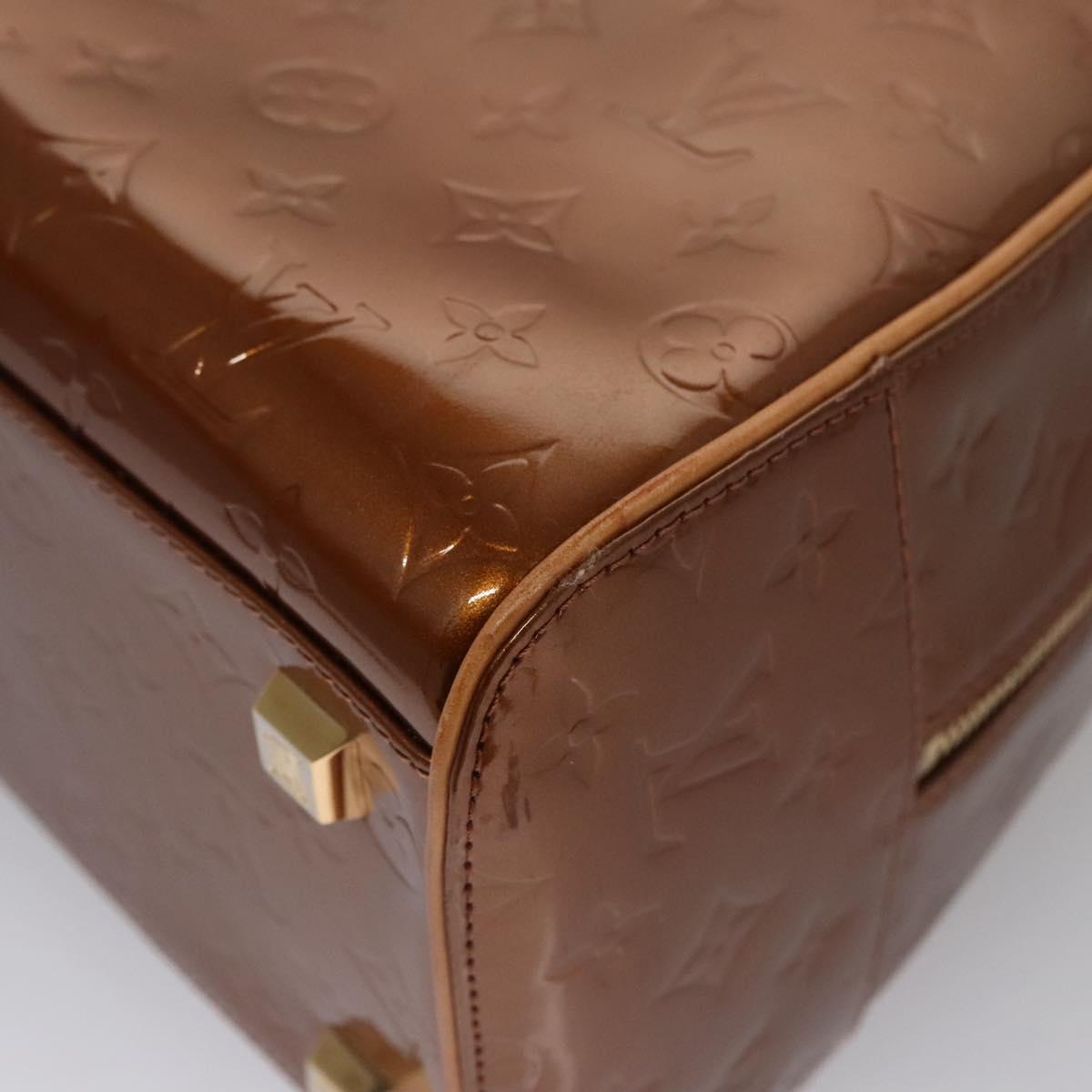 LOUIS VUITTON Monogram Vernis Tompkins Square Hand Bag Bronze M91103 Auth ep7700