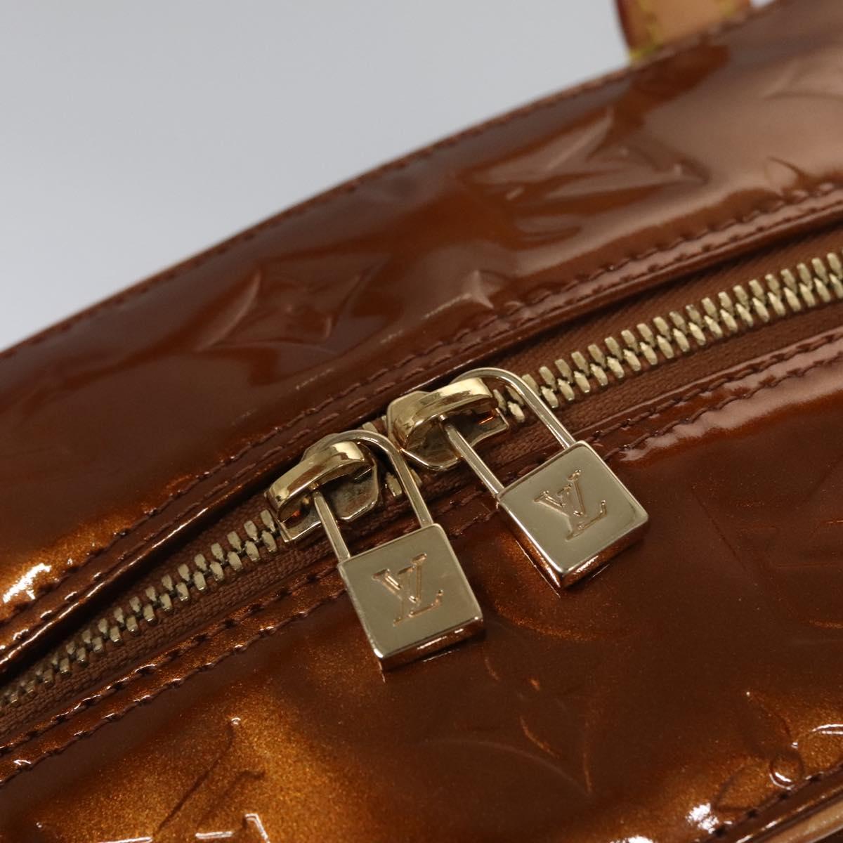 LOUIS VUITTON Monogram Vernis Tompkins Square Hand Bag Bronze M91103 Auth ep7700