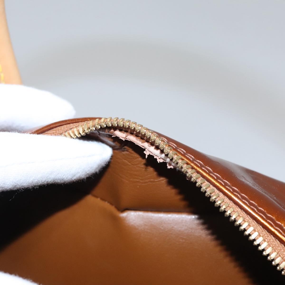 LOUIS VUITTON Monogram Vernis Tompkins Square Hand Bag Bronze M91103 Auth ep7700