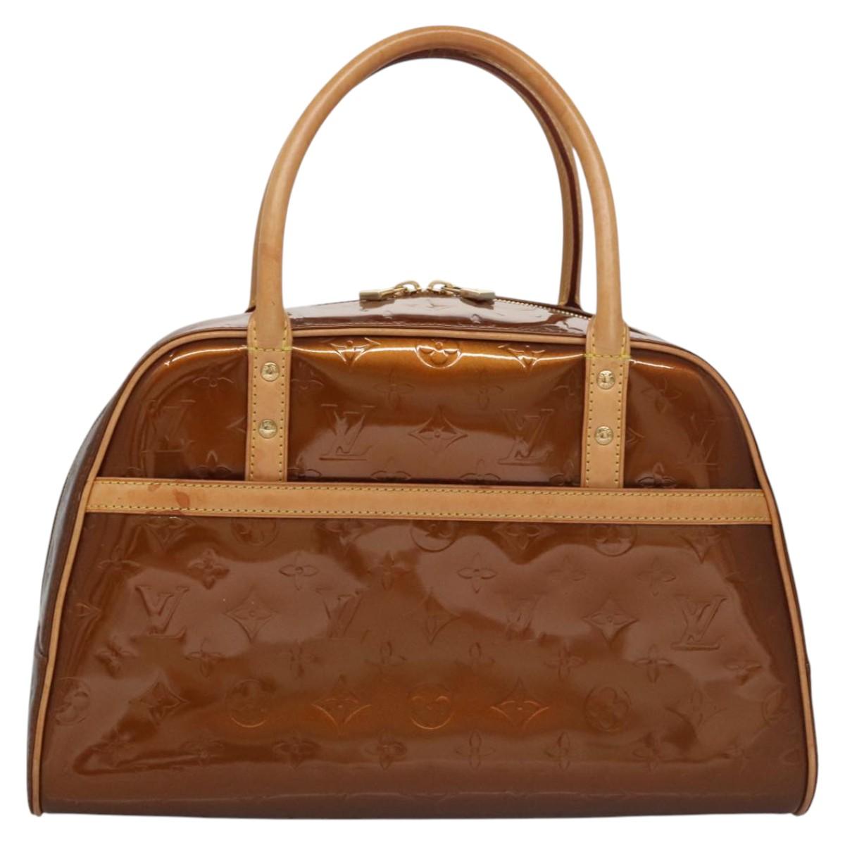 LOUIS VUITTON Monogram Vernis Tompkins Square Hand Bag Bronze M91103 Auth ep7700