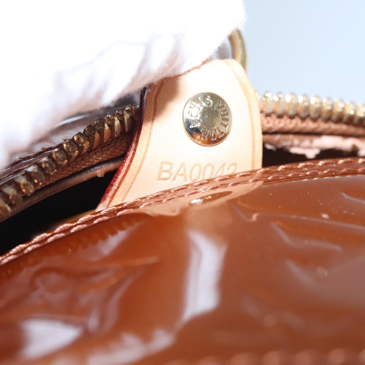 LOUIS VUITTON Monogram Vernis Tompkins Square Hand Bag Bronze M91103 Auth ep7700
