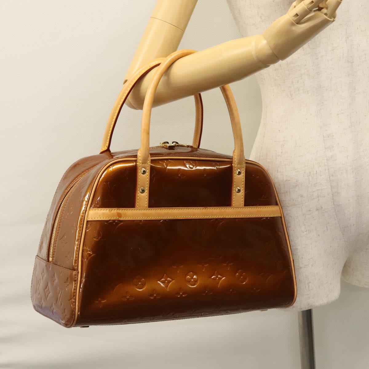 LOUIS VUITTON Monogram Vernis Tompkins Square Hand Bag Bronze M91103 Auth ep7700