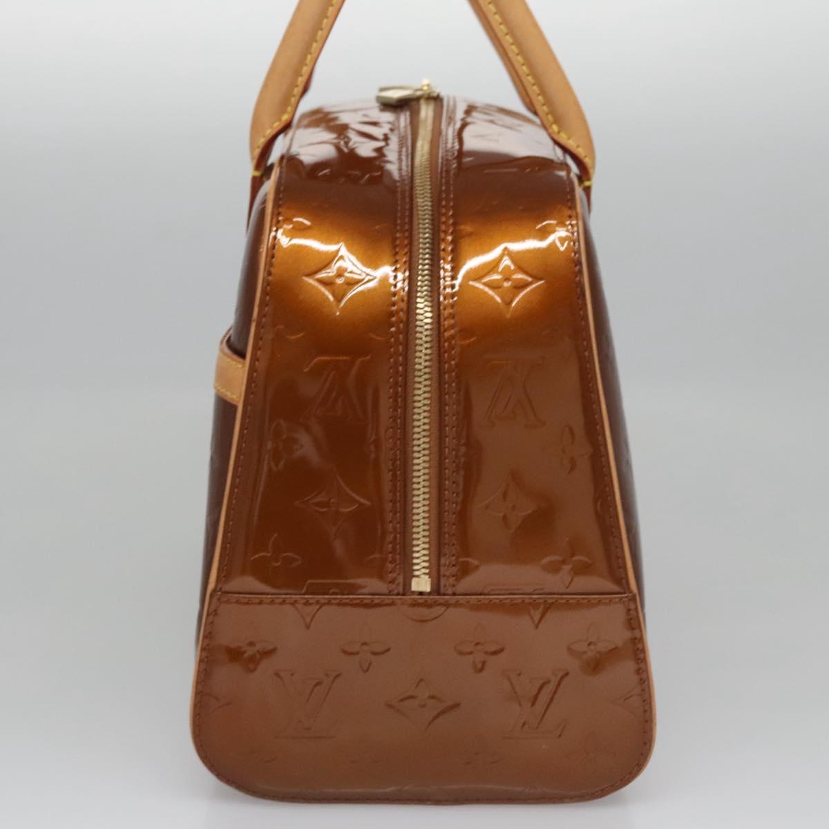 LOUIS VUITTON Monogram Vernis Tompkins Square Hand Bag Bronze M91103 Auth ep7700