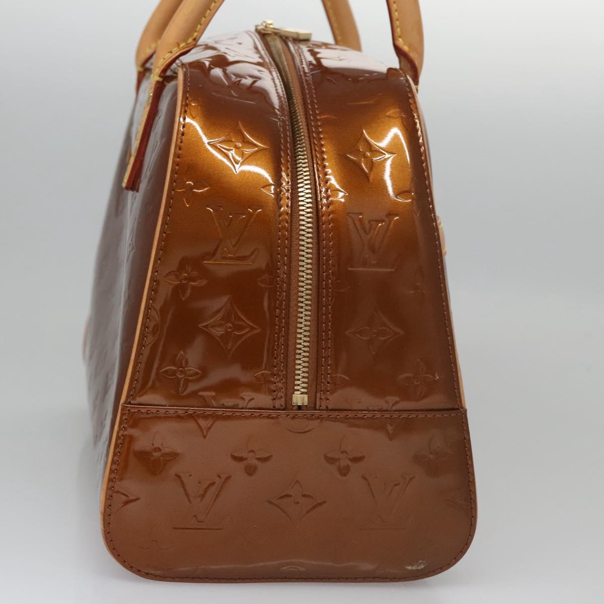 LOUIS VUITTON Monogram Vernis Tompkins Square Hand Bag Bronze M91103 Auth ep7700