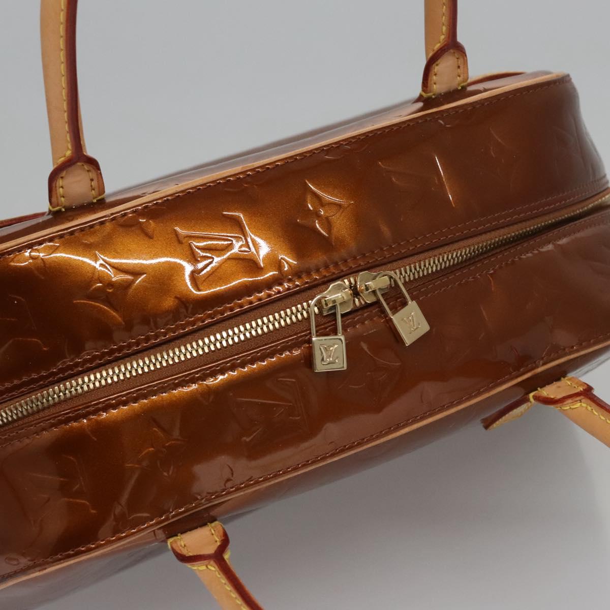 LOUIS VUITTON Monogram Vernis Tompkins Square Hand Bag Bronze M91103 Auth ep7700