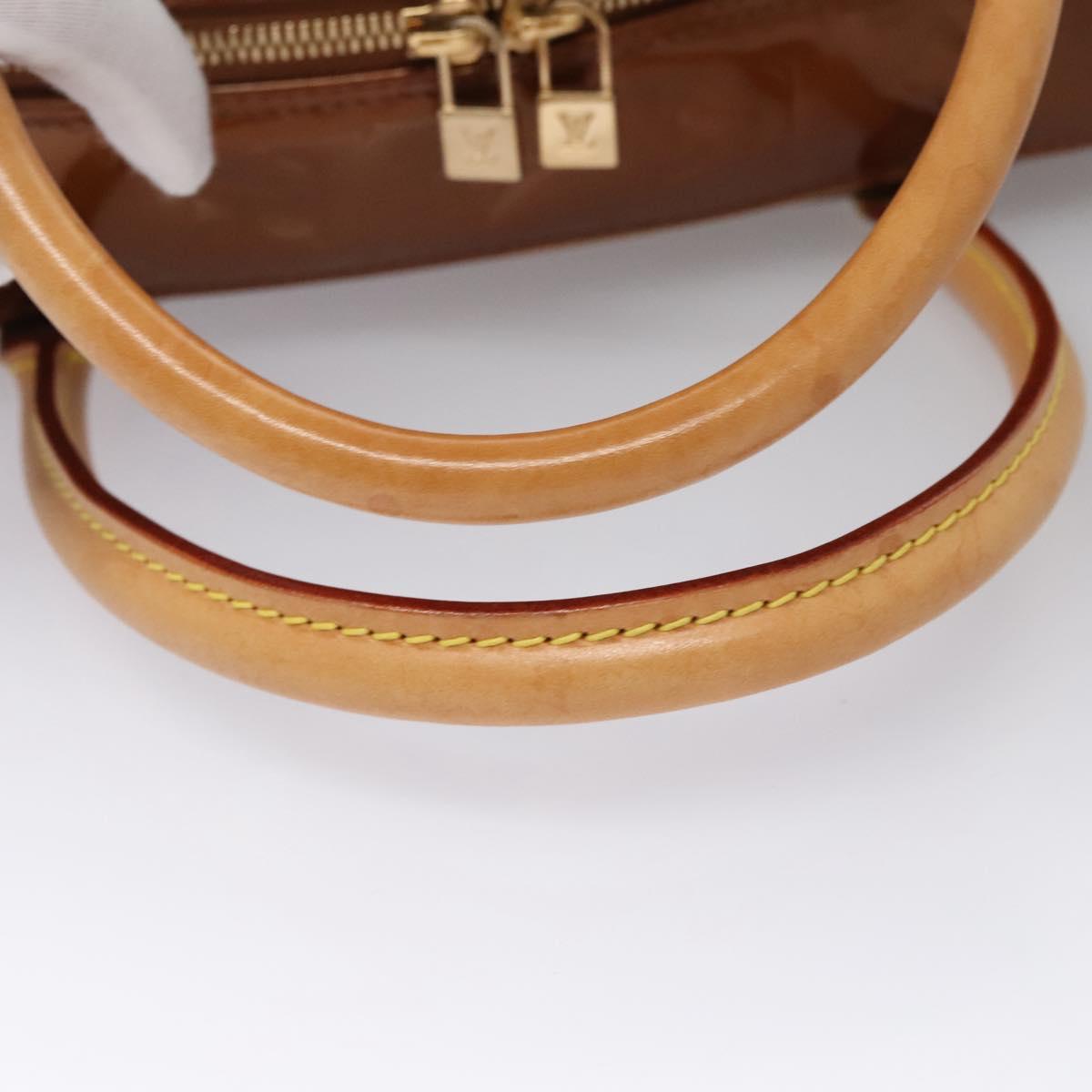 LOUIS VUITTON Monogram Vernis Tompkins Square Hand Bag Bronze M91103 Auth ep7700