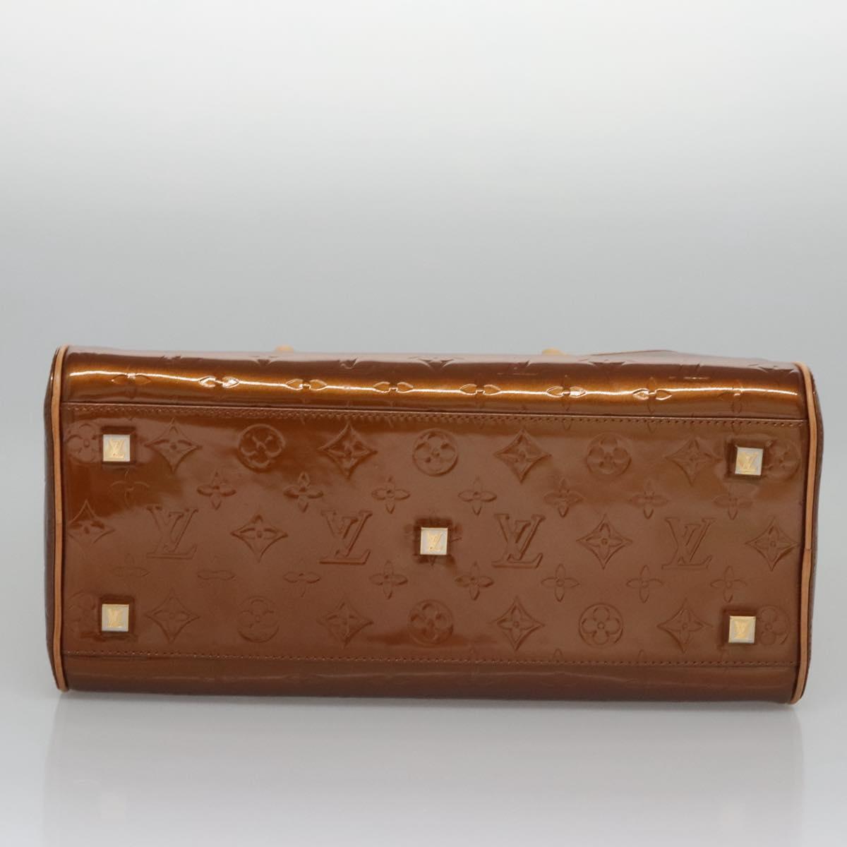 LOUIS VUITTON Monogram Vernis Tompkins Square Hand Bag Bronze M91103 Auth ep7700