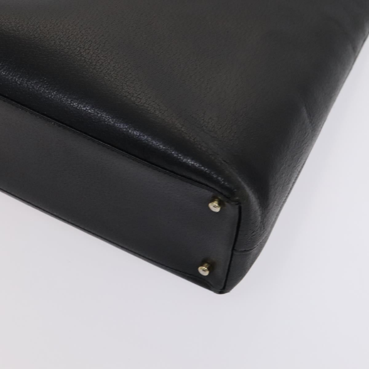 GUCCI Bamboo Hand Bag Leather Black Gold 002 0505 Auth ep7706