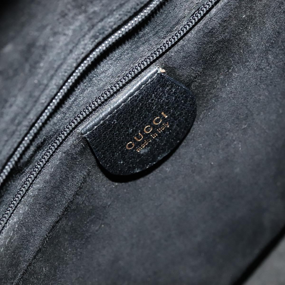 GUCCI Bamboo Hand Bag Leather Black Gold 002 0505 Auth ep7706