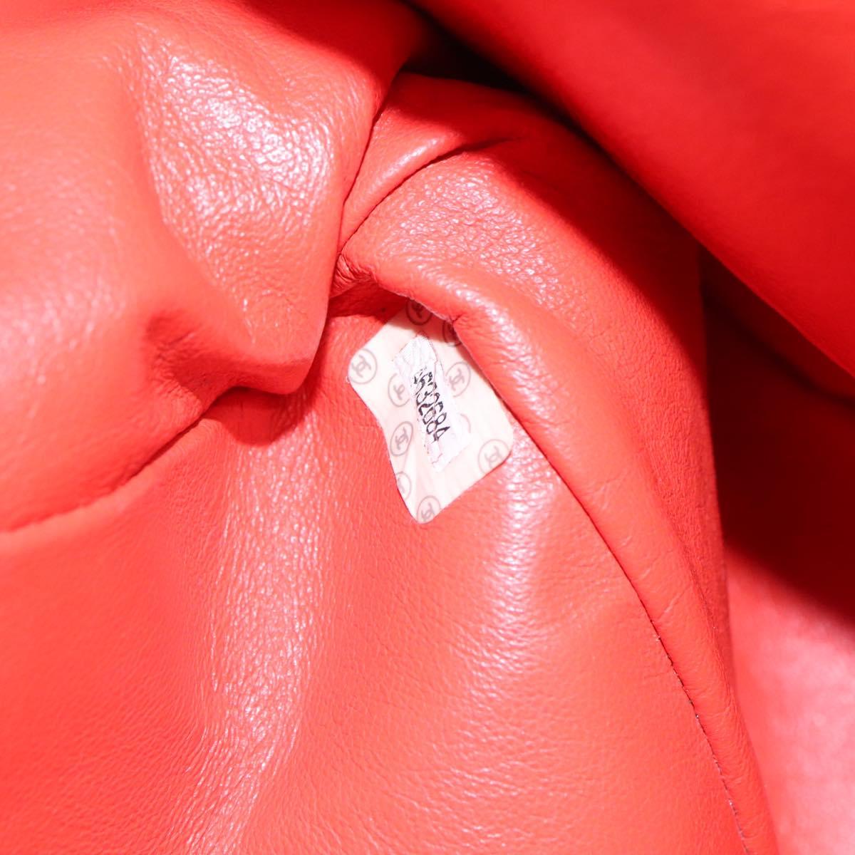 CHANEL Chain Tote Bag Caviar Skin Orange Gold CC Auth ep7741