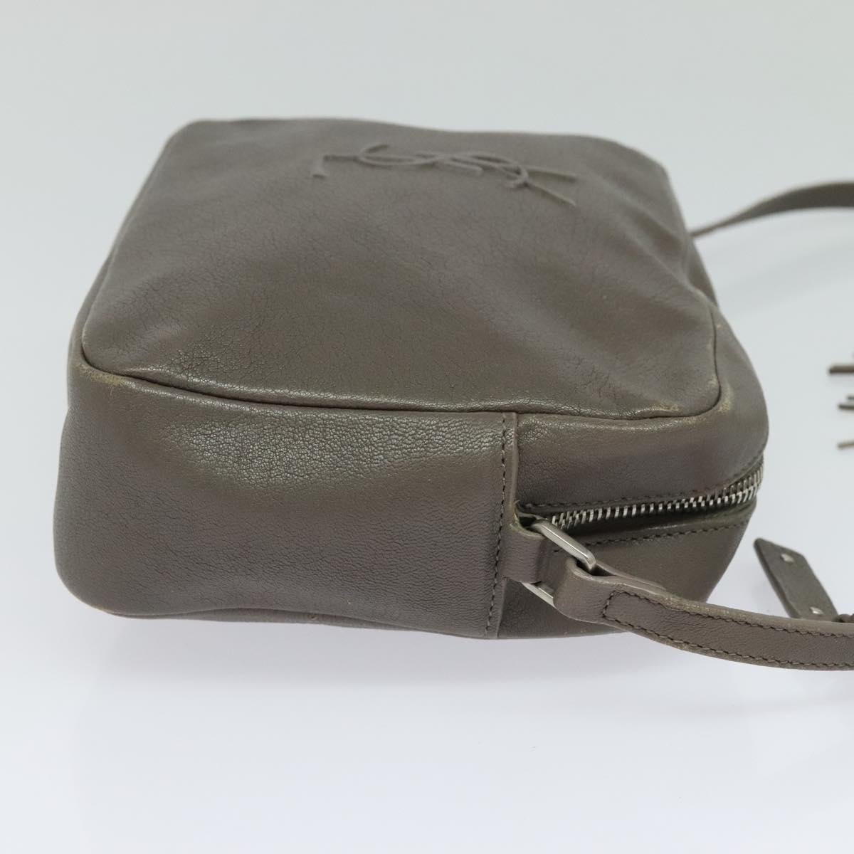 SAINT LAURENT Shoulder Camera Bag Leather Gray Silver Auth ep7783