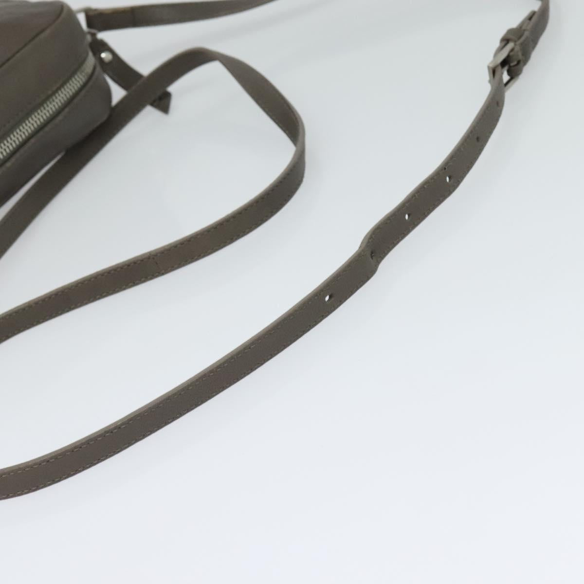 SAINT LAURENT Shoulder Camera Bag Leather Gray Silver Auth ep7783