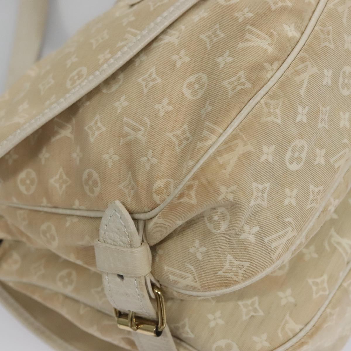 LOUIS VUITTON Monogram Mini Lin Saumur PM Shoulder Bag Ivory M95314 Auth ep7784