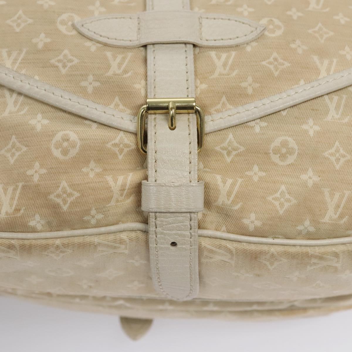 LOUIS VUITTON Monogram Mini Lin Saumur PM Shoulder Bag Ivory M95314 Auth ep7784