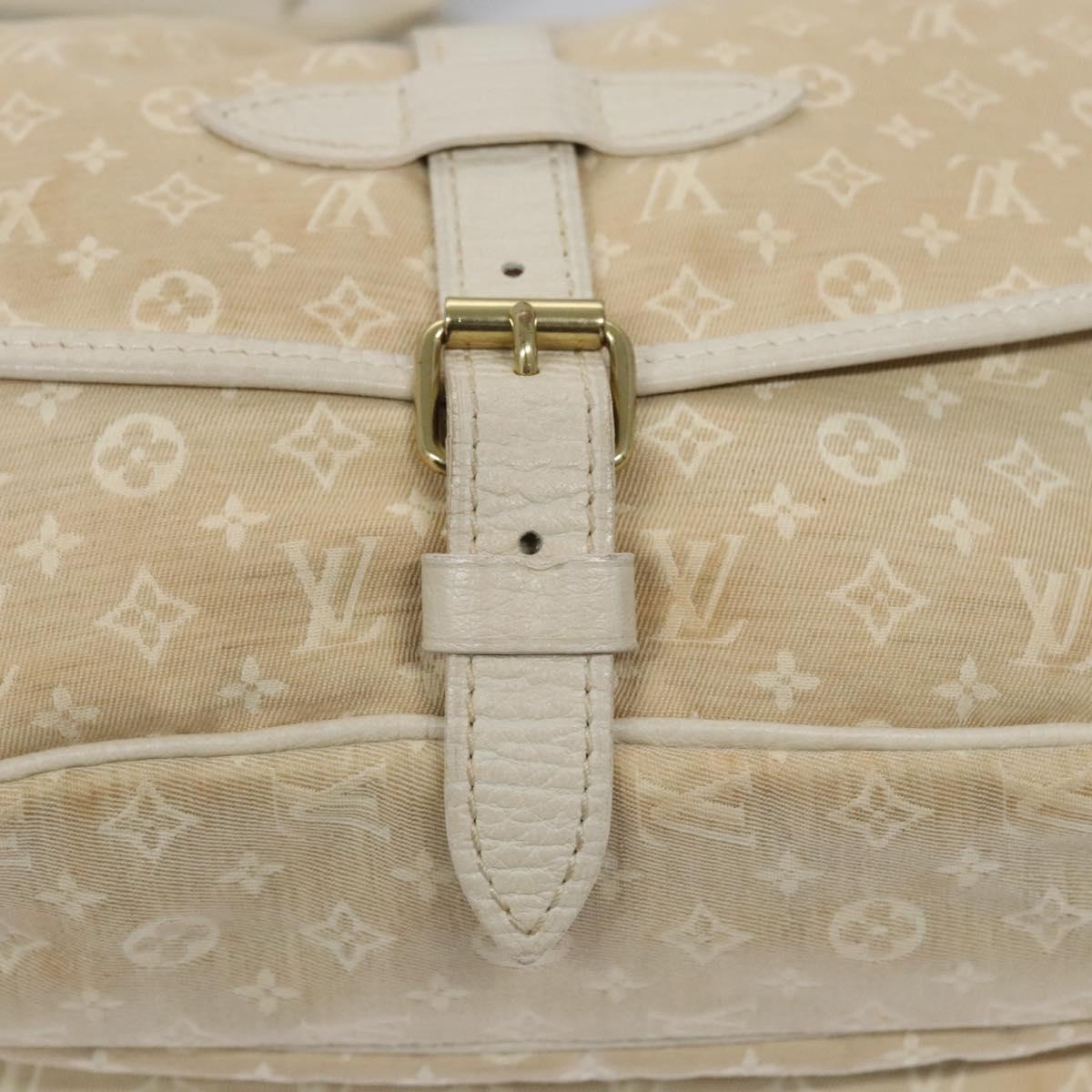 LOUIS VUITTON Monogram Mini Lin Saumur PM Shoulder Bag Ivory M95314 Auth ep7784