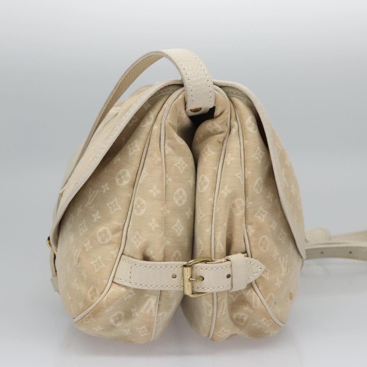 LOUIS VUITTON Monogram Mini Lin Saumur PM Shoulder Bag Ivory M95314 Auth ep7784