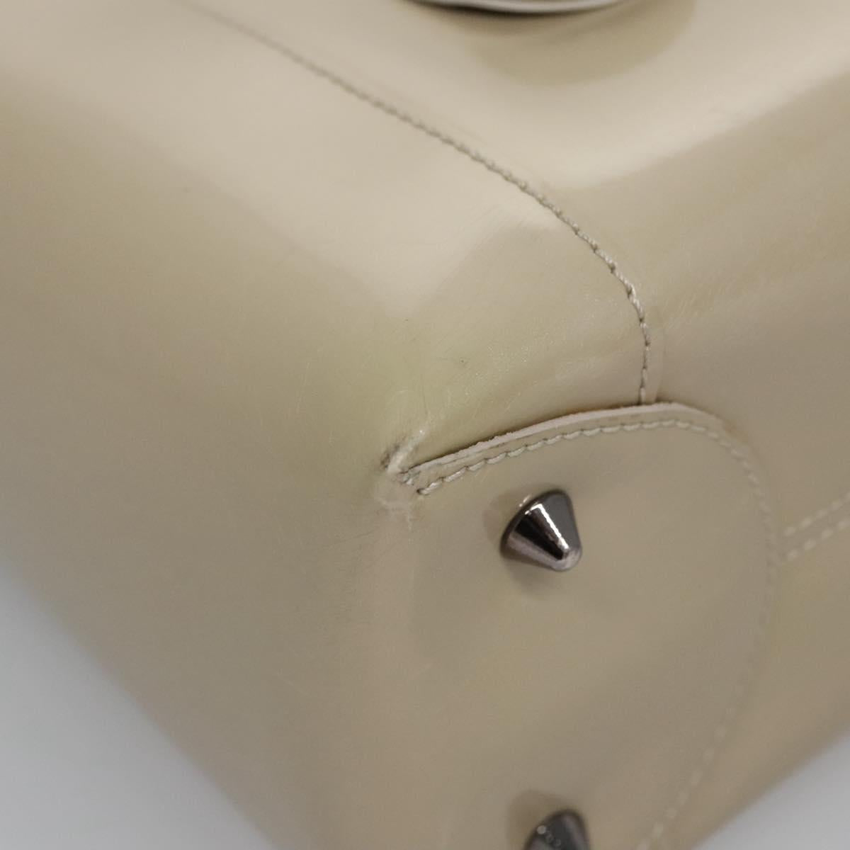 Christian Dior Maris Pearl Bag Patent leather 2way Beige MA-0949 Auth ep7794