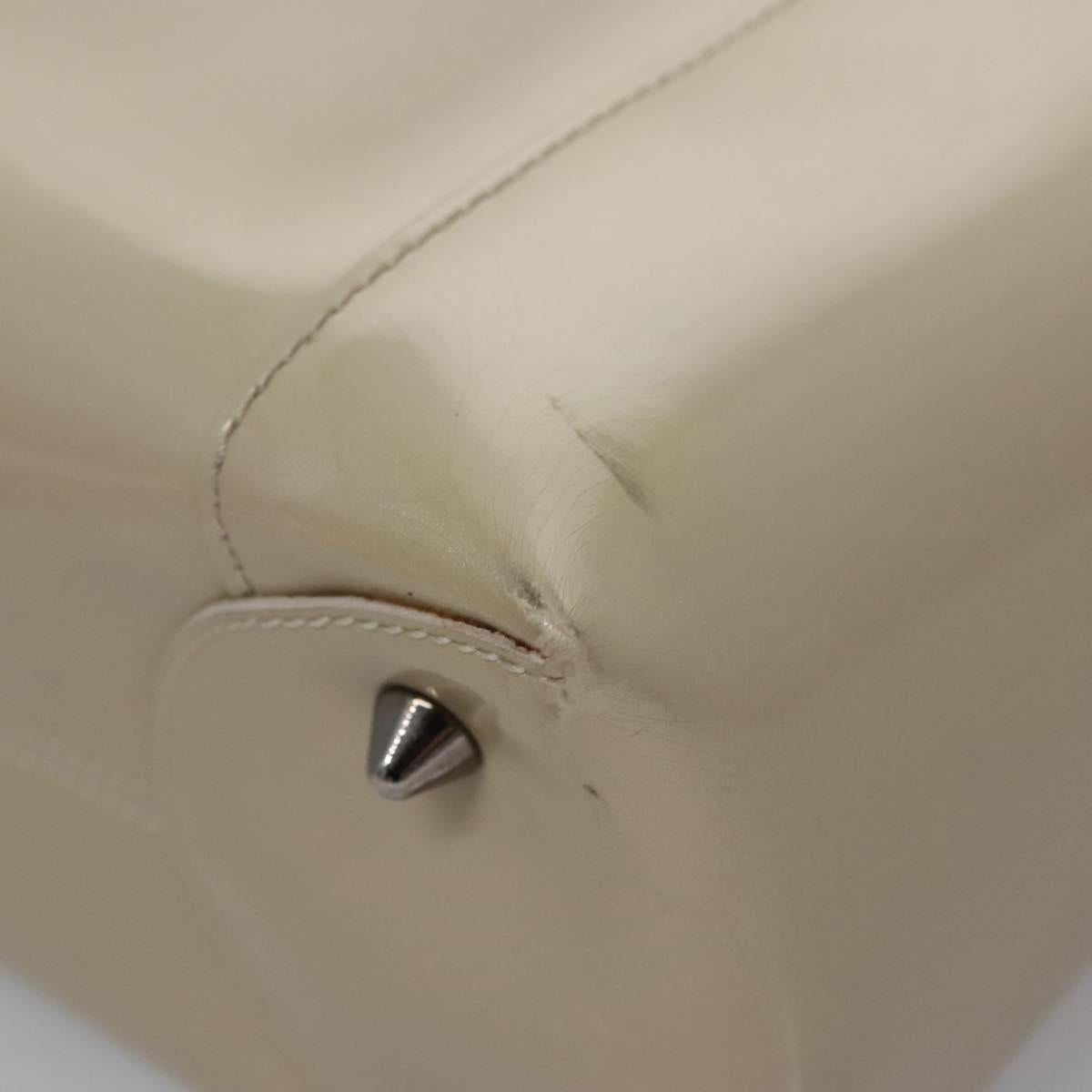 Christian Dior Maris Pearl Bag Patent leather 2way Beige MA-0949 Auth ep7794