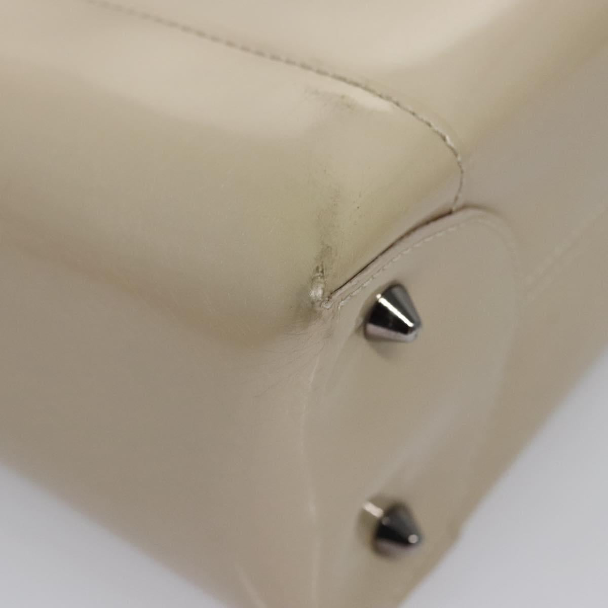 Christian Dior Maris Pearl Bag Patent leather 2way Beige MA-0949 Auth ep7794