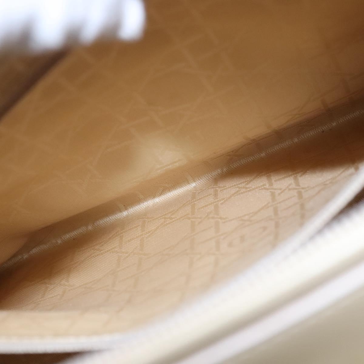 Christian Dior Maris Pearl Bag Patent leather 2way Beige MA-0949 Auth ep7794