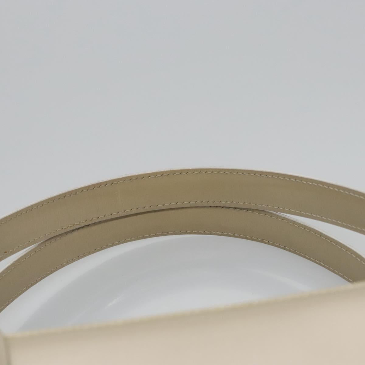 Christian Dior Maris Pearl Bag Patent leather 2way Beige MA-0949 Auth ep7794