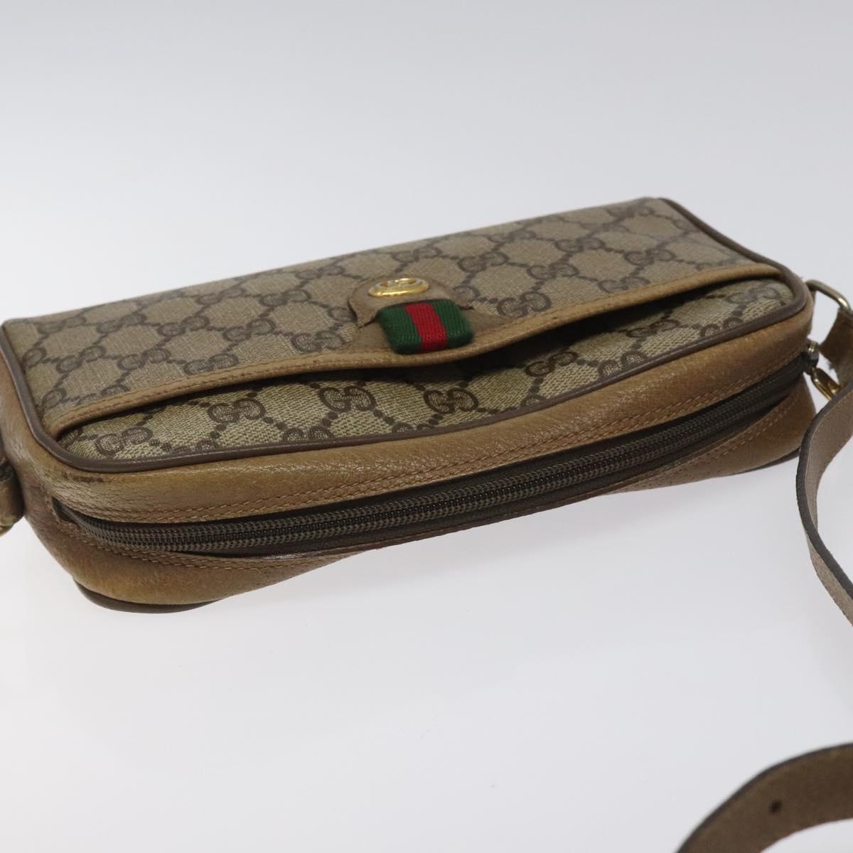 GUCCI GG Supreme Web Sherry Line Shoulder Bag PVC Beige 116 02 089 Auth ep7820