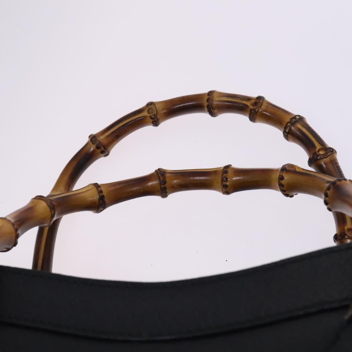 GUCCI Bamboo Hand Bag Leather Black Gold 002 1186 0260 Auth ep7827
