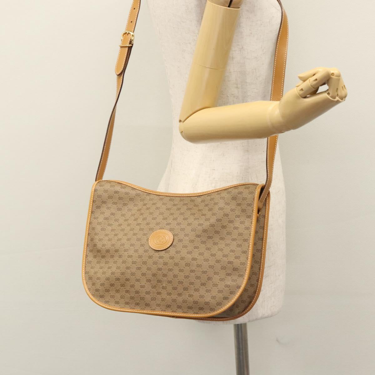GUCCI Micro GG Supreme Shoulder Bag PVC Beige Gold 001 090 1036 Auth ep7828
