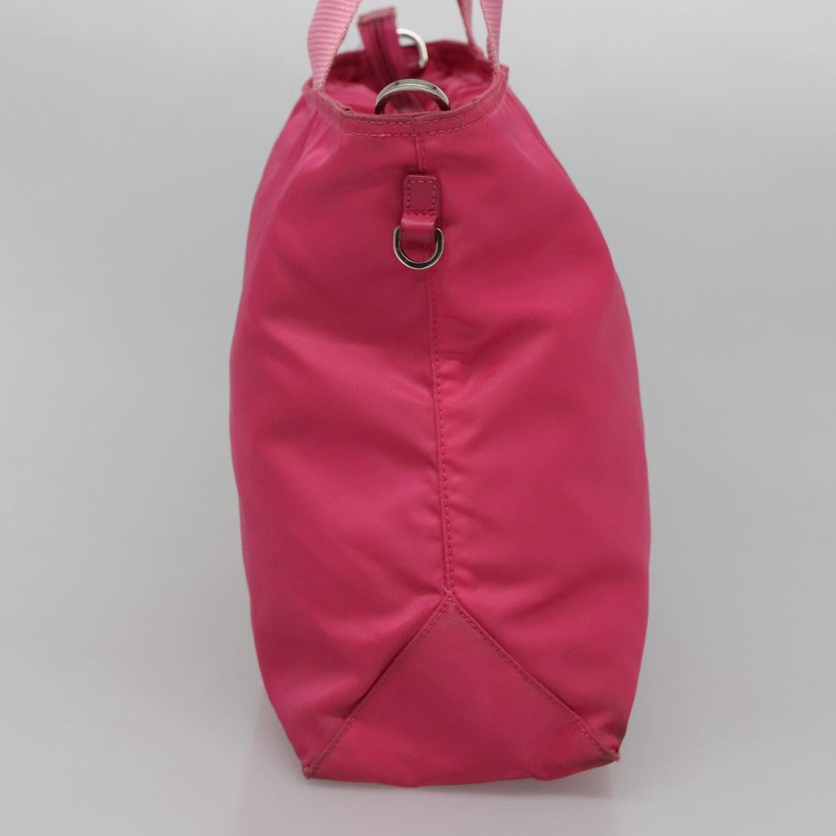 PRADA Hand Bag Nylon 2way Pink Silver Auth ep7842