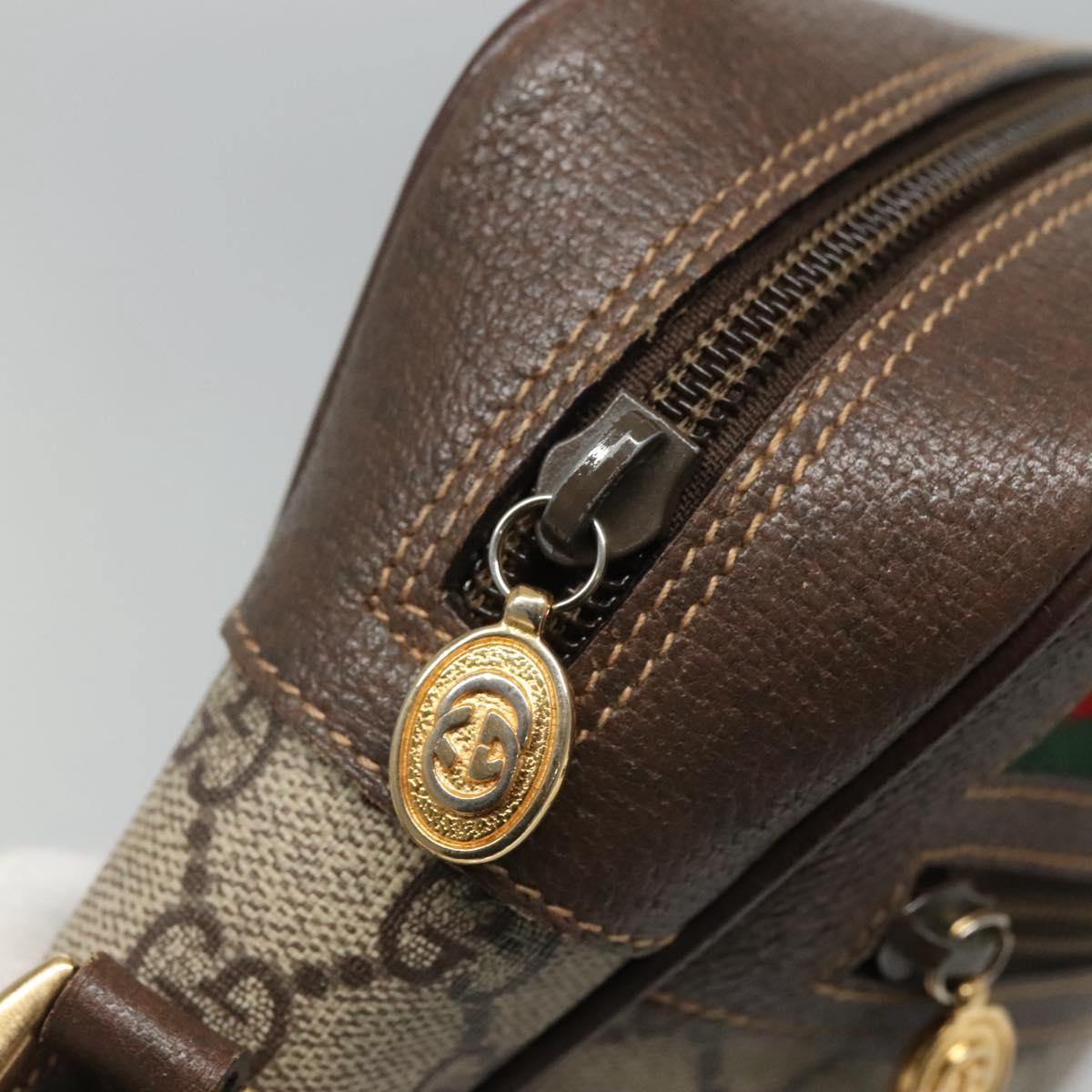 GUCCI GG Supreme Web Sherry Line Bag PVC Beige 4023 001 56 6472 Auth ep7946