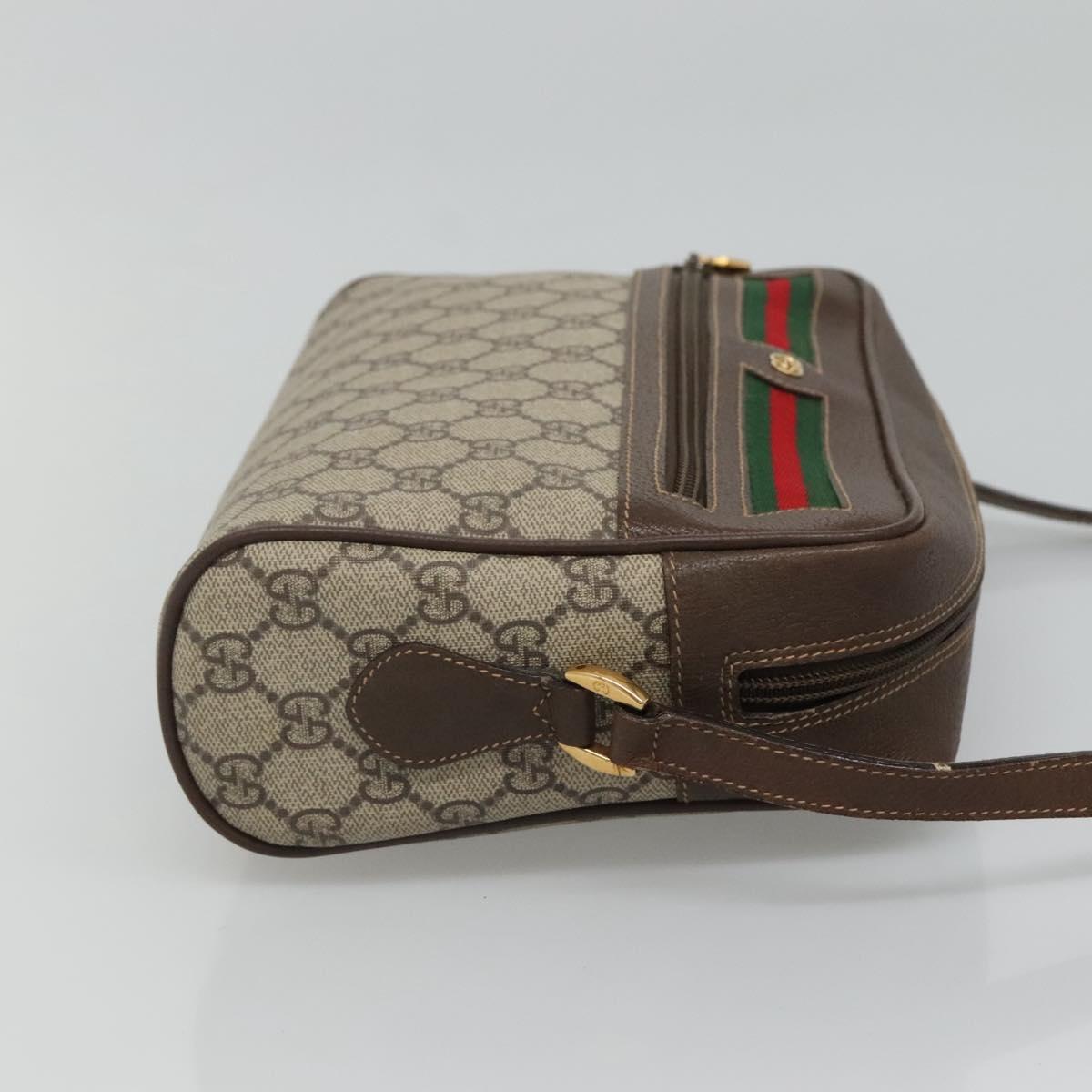 GUCCI GG Supreme Web Sherry Line Bag PVC Beige 4023 001 56 6472 Auth ep7946