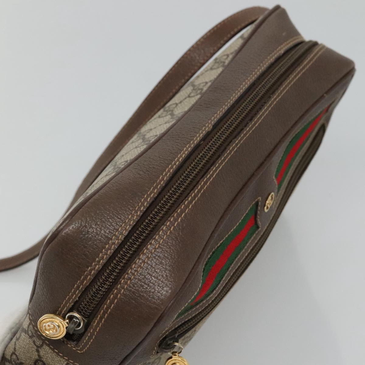 GUCCI GG Supreme Web Sherry Line Bag PVC Beige 4023 001 56 6472 Auth ep7946