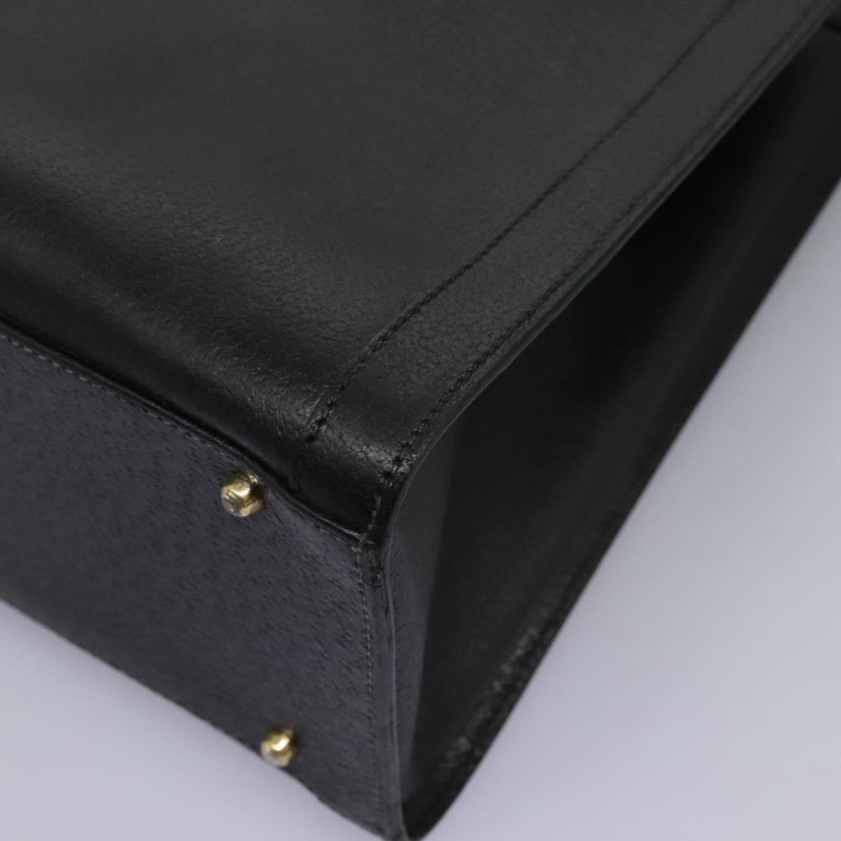 GUCCI Bamboo Hand Bag Leather Black Gold 002 1095 0260 Auth ep7975