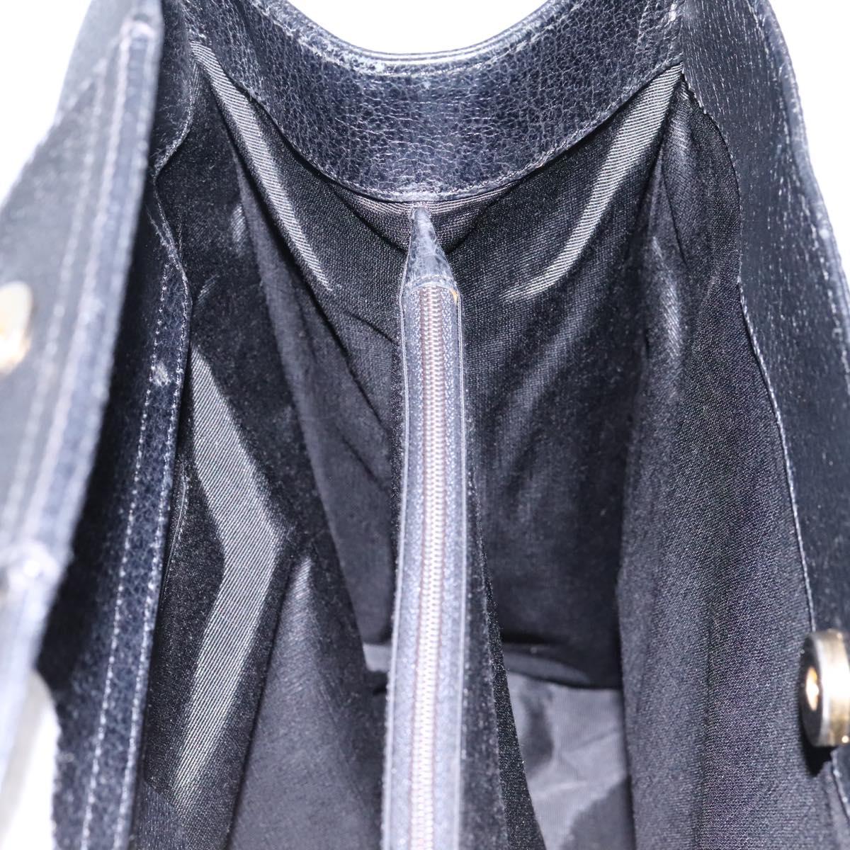 GUCCI Bamboo Hand Bag Leather Black Gold 002 1095 0260 Auth ep7975