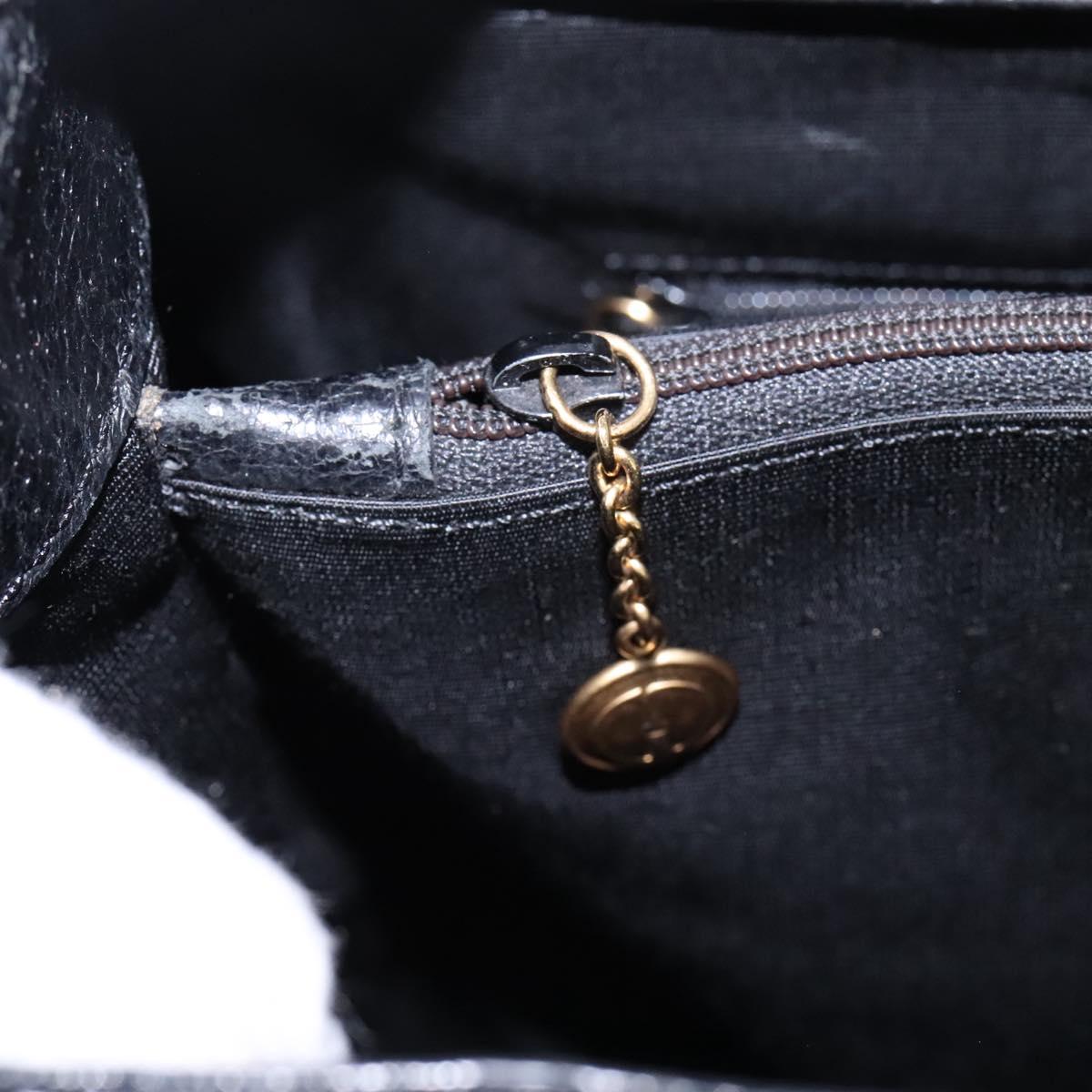 GUCCI Bamboo Hand Bag Leather Black Gold 002 1095 0260 Auth ep7975