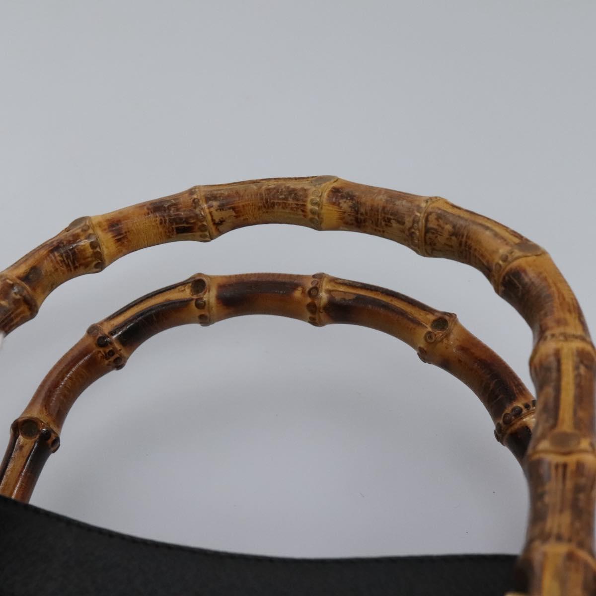 GUCCI Bamboo Hand Bag Leather Black Gold 002 1095 0260 Auth ep7975